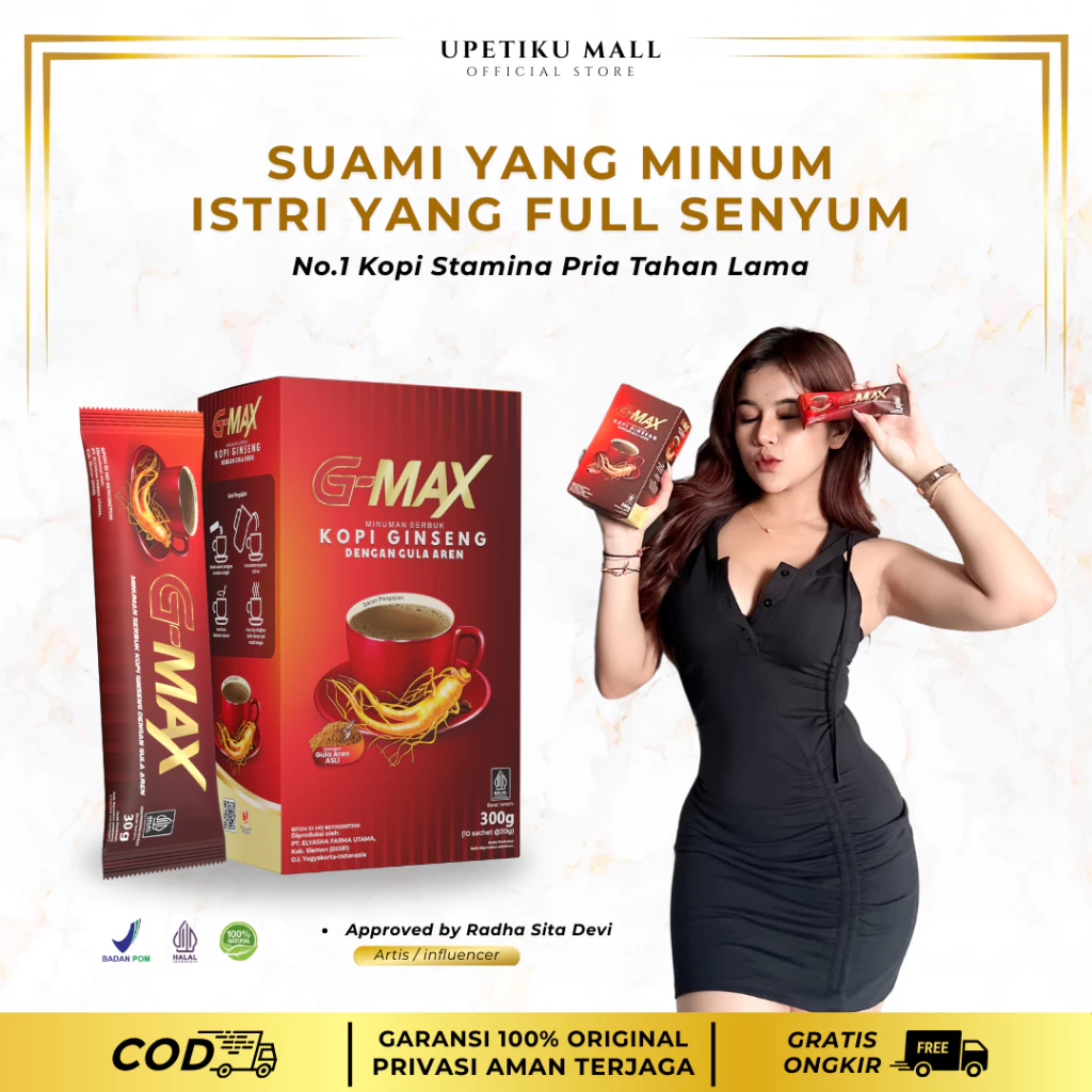 

KOPI G-MAX Kopi Stamina Kuat Tahan Lama Extrak Gingseng (1 box 10 sachet)