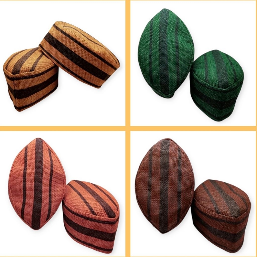 Peci Goni Warna Motif Garis / Peci Motif / Kopiah Goni Klasik