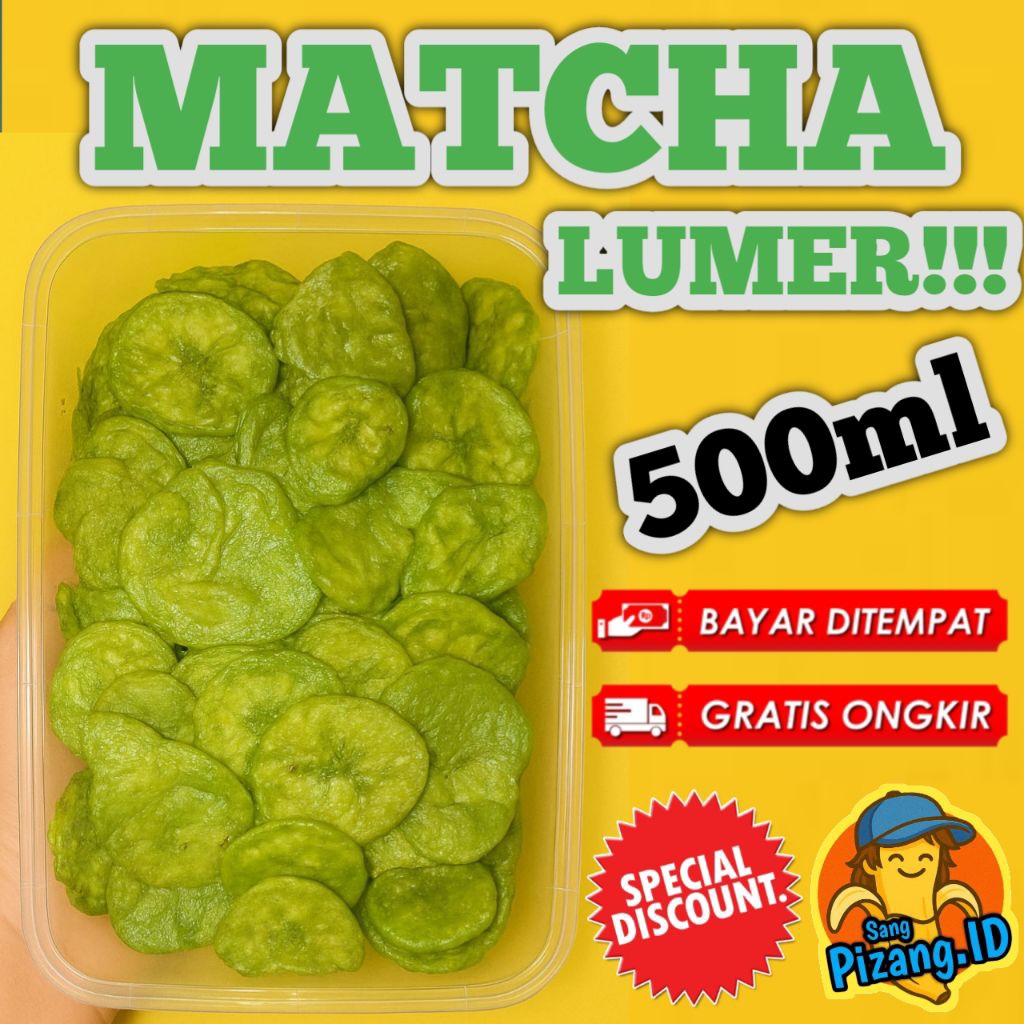 

Keripik Pisang Lumer Matcha 500ml + Free Sendok | SangPizang.ID