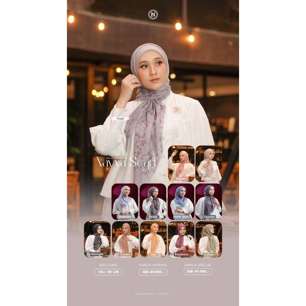 Voal Motif Nadheera Scarf promo By. Nadheera