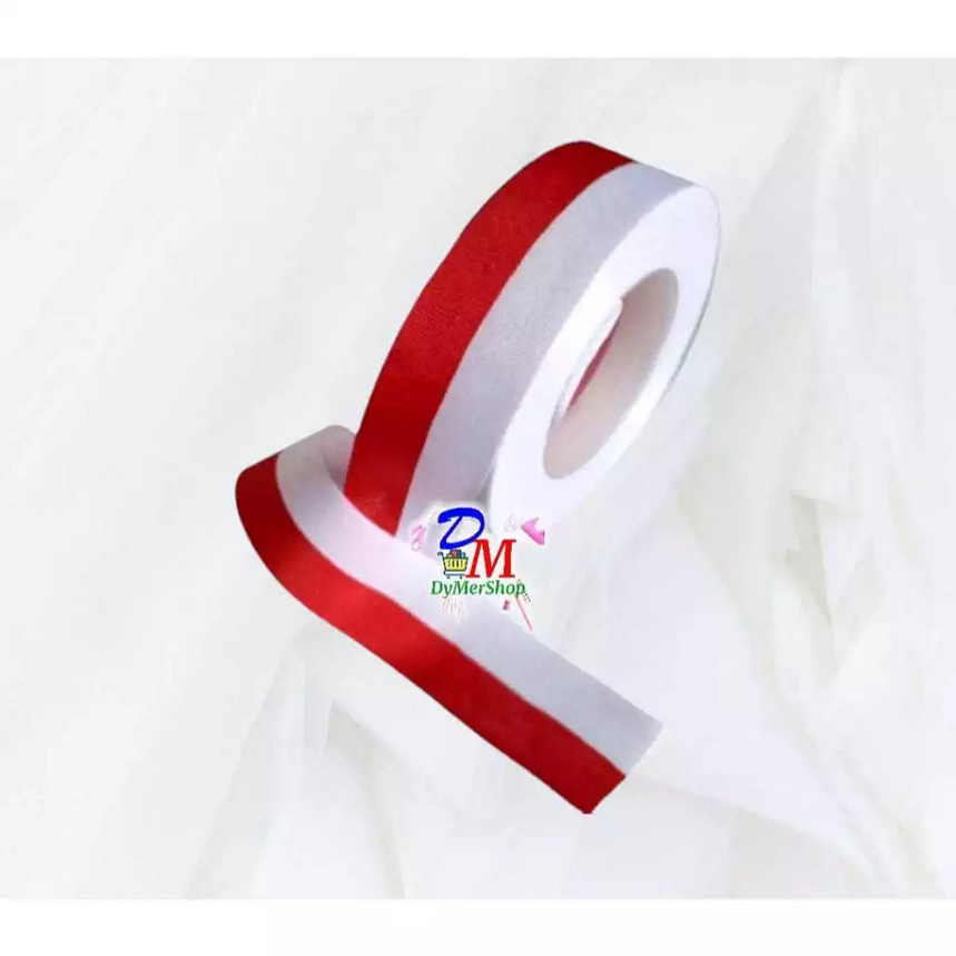 

Pita Merah Putih 1 inch - Pita 2.5 cm Kain satin 2,5 cm - merah putih - pita meteran - pita gulungan - pita hiasan - pita kerajinan tangan,