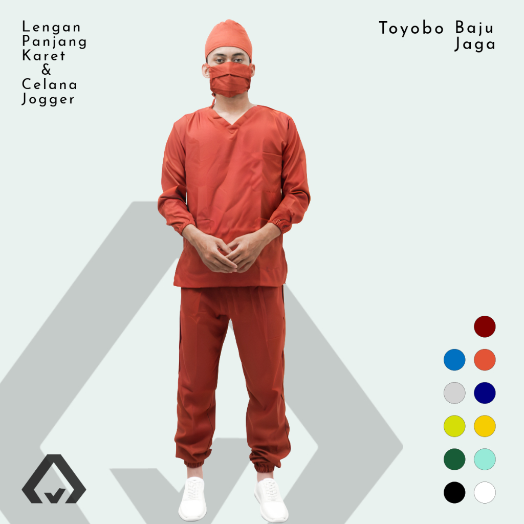 Set Baju OK Lengan Panjang Karet Jogger Toyobo Seragam Medis Jaga OKA