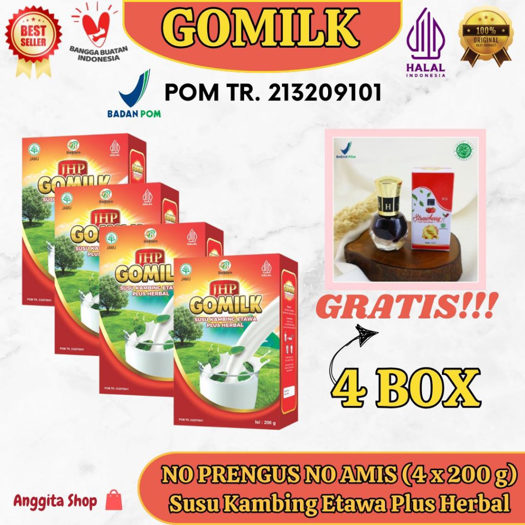 

(Berhadiah Henna Kuku) Susu Gomilk 4 Box Susu Etawa Plus Herbal