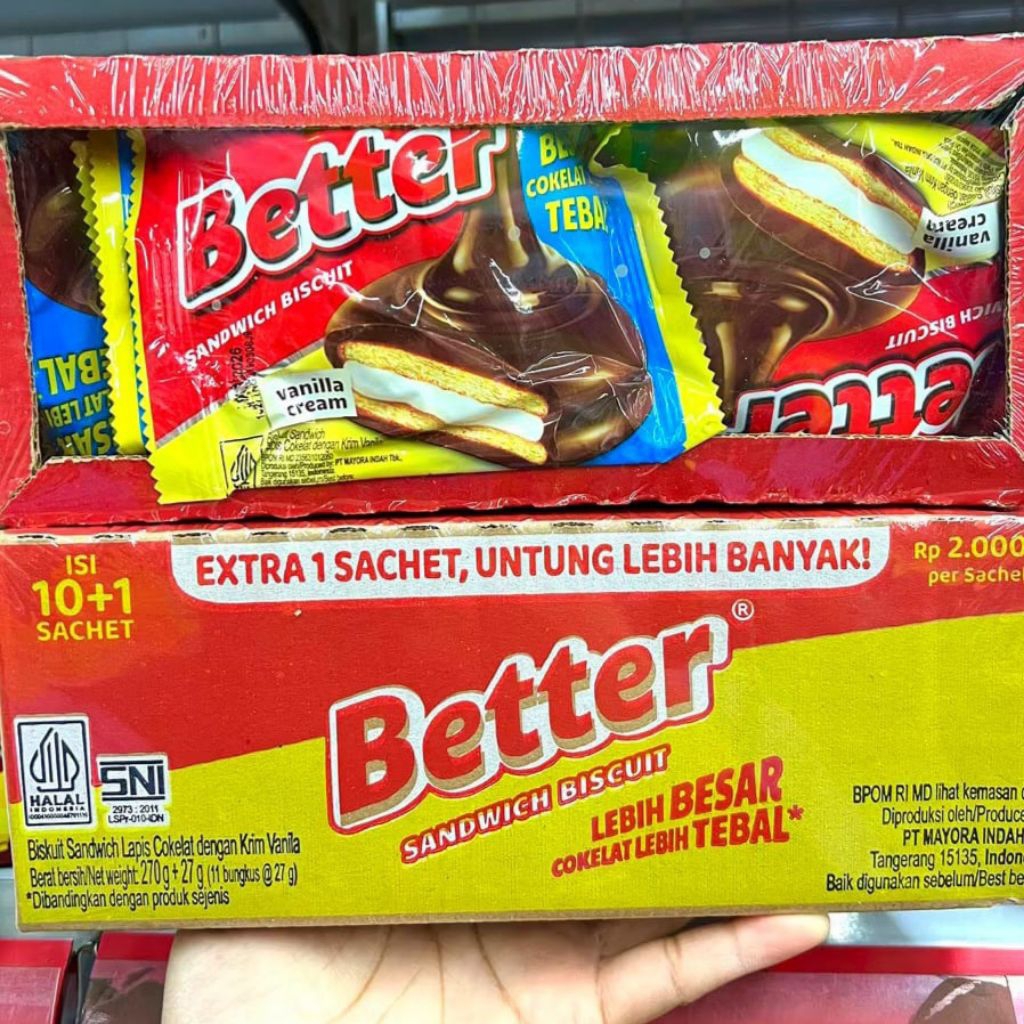 

11 Sachet Biskuit Better Sandwich Biscuit Renceng @27g × 11pcs