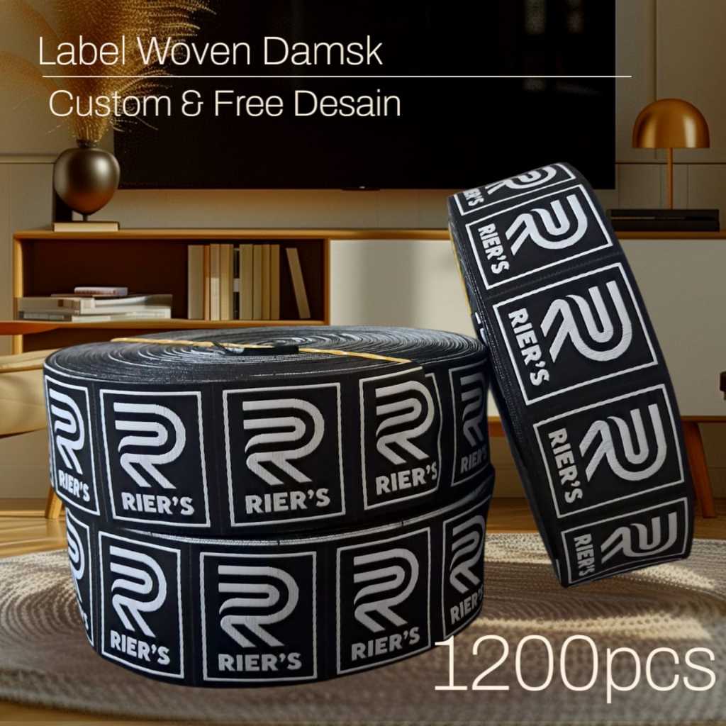 

4x5 woven damask, label woven, label tenun, label rajut, label baju, label tas label kerudung, merek