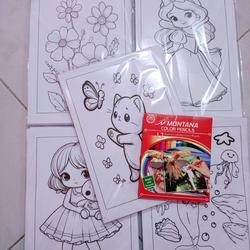 

PROMO Murah Paket 50 Lembar Gambar /Kertas Gambar Mewarnai Anak Gratis Pensil Warna - Ukuran A5