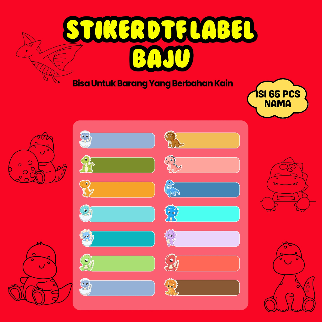 

Sticker Label Nama Kain Baju Isi 65 Pcs Kaos Sablon Setrika DTF
