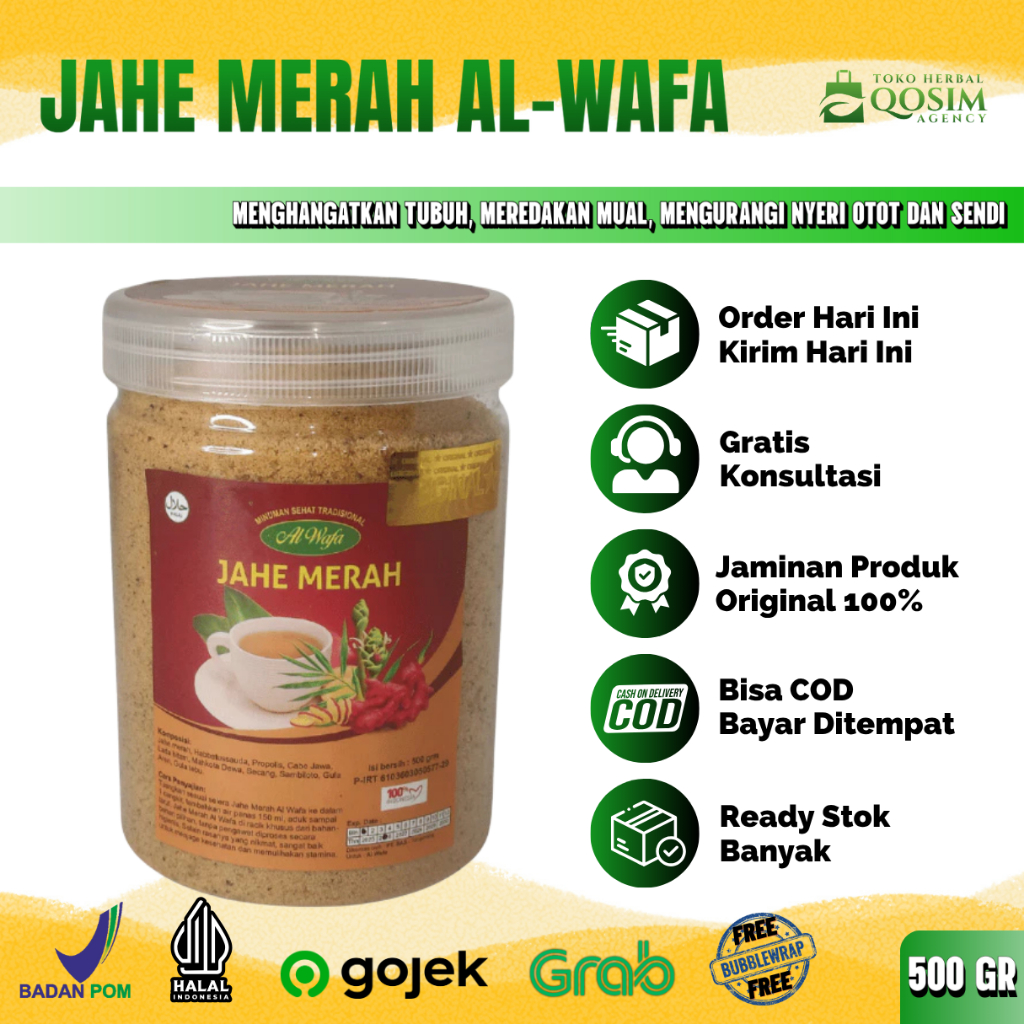 

JAHE MERAH Bubuk Instan Al-Wafa Membantu Atasi Mual Kembung dan Penghangat Badan 500gr