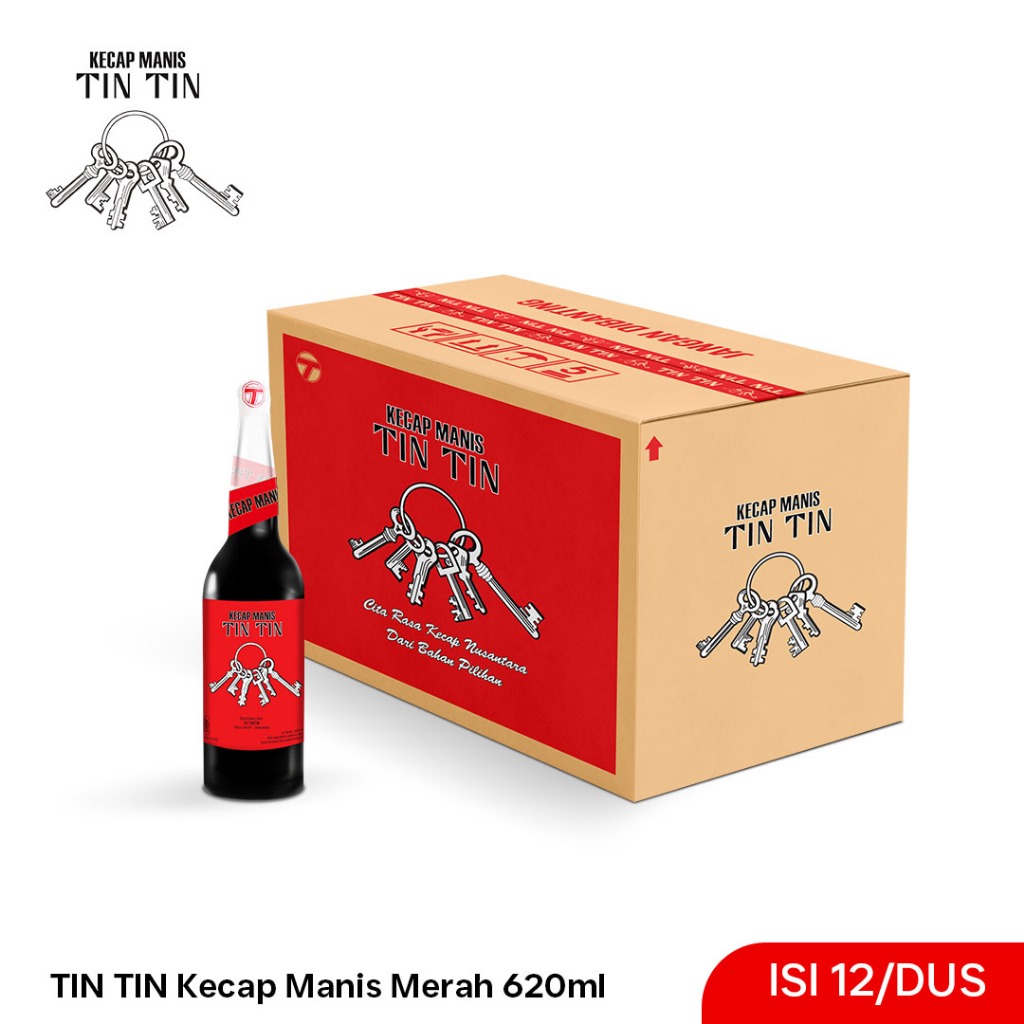 

TIN TIN CAP KUNTJI Kecap Manis Merah Botol Kaca 620ml ISI 12 pcs