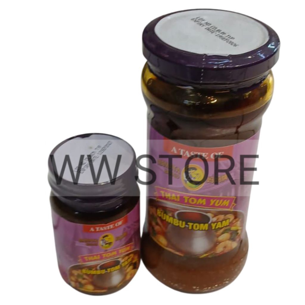 

Saus saos sambal bumbu rasa tomyam tomyum segera instan Thailand halal MUI MAMATA BRAND THAI TOM YUM YAM instant sour shrimp paste botol kaca glass bottle 114g 340g