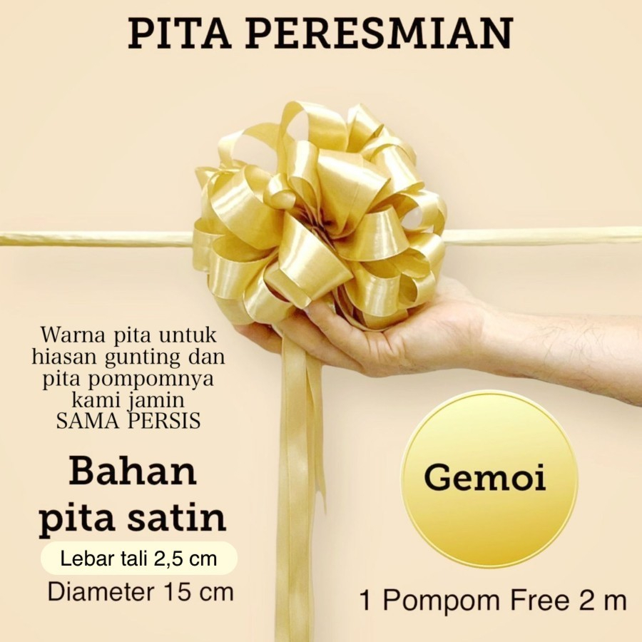 

Pita peresmian pompom "Gemoi" bahan satin jual satuan