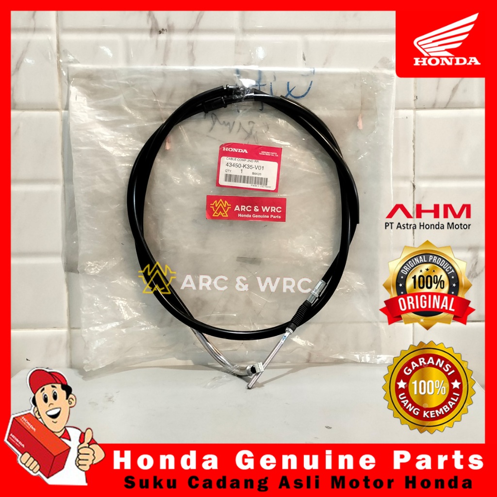 Cable Comp Rear Brake Second Kabel Rem Belakang Motor Honda PCX 150 CBU  (2014-2018) // 43450K35V01
