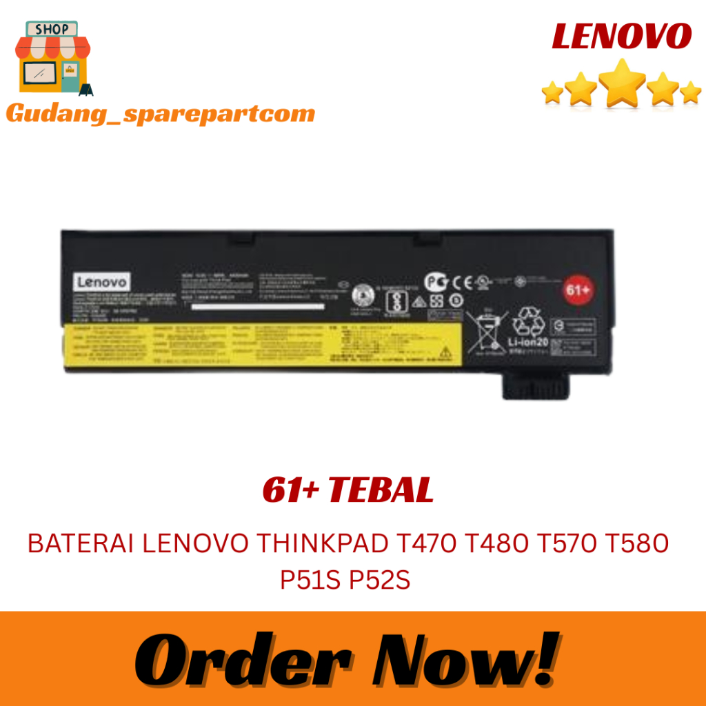 Baterai Thinkpad T470 T480 T570 T580 I Model 61+ / Baterai Thinkpad T470