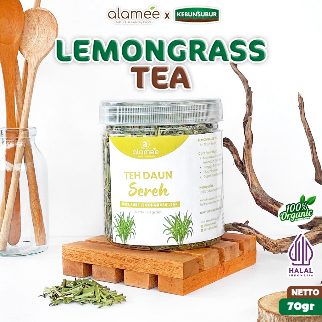

ALAMEE Lemongrass Tea Teh Daun Sereh Leaf Organik Kering Dried Premium kebunsubur