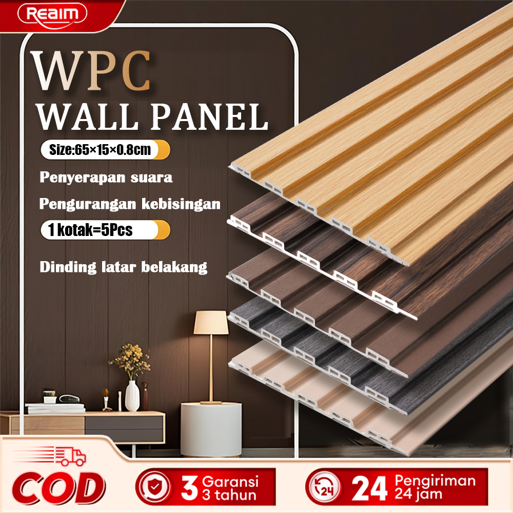 Wood WPC Wall panel Dekorasi Dinding 65cm ANTI RAYAP & ANTI AIR EKSTREM | MOTIF KAYU 3D ESTETIS ✅