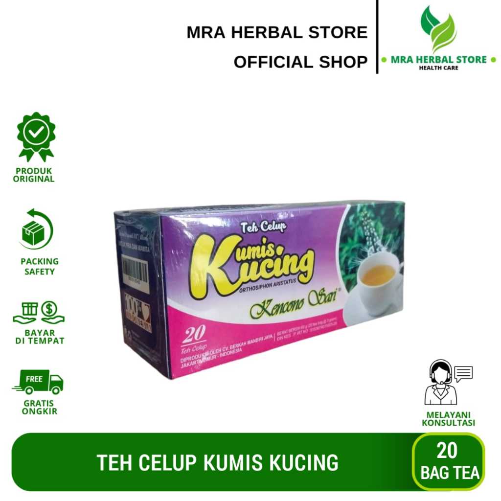 

Teh Celup Herbal Kumis Kucing 100% Alami Kencono Sari Isi 20 Bag Tea Original