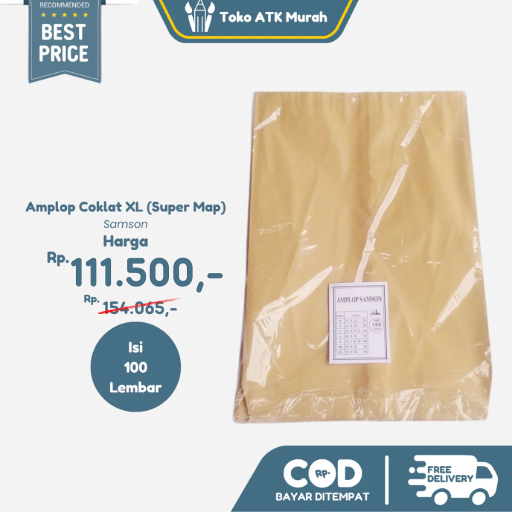 

Amplop Coklat / Samson Fox XL (Super Map) isi 100 Buah