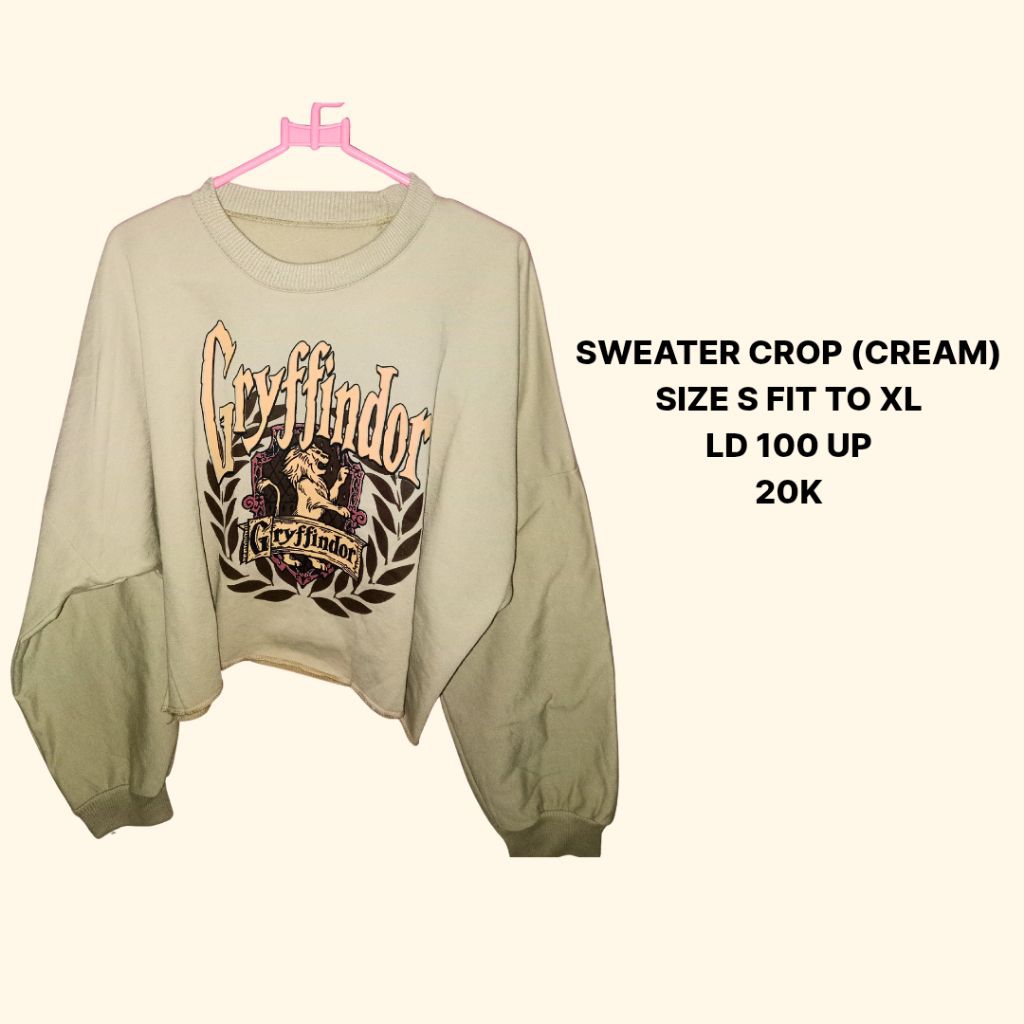 SWEATER CROP GRYFFINDOR CREAM (NO RETUR)