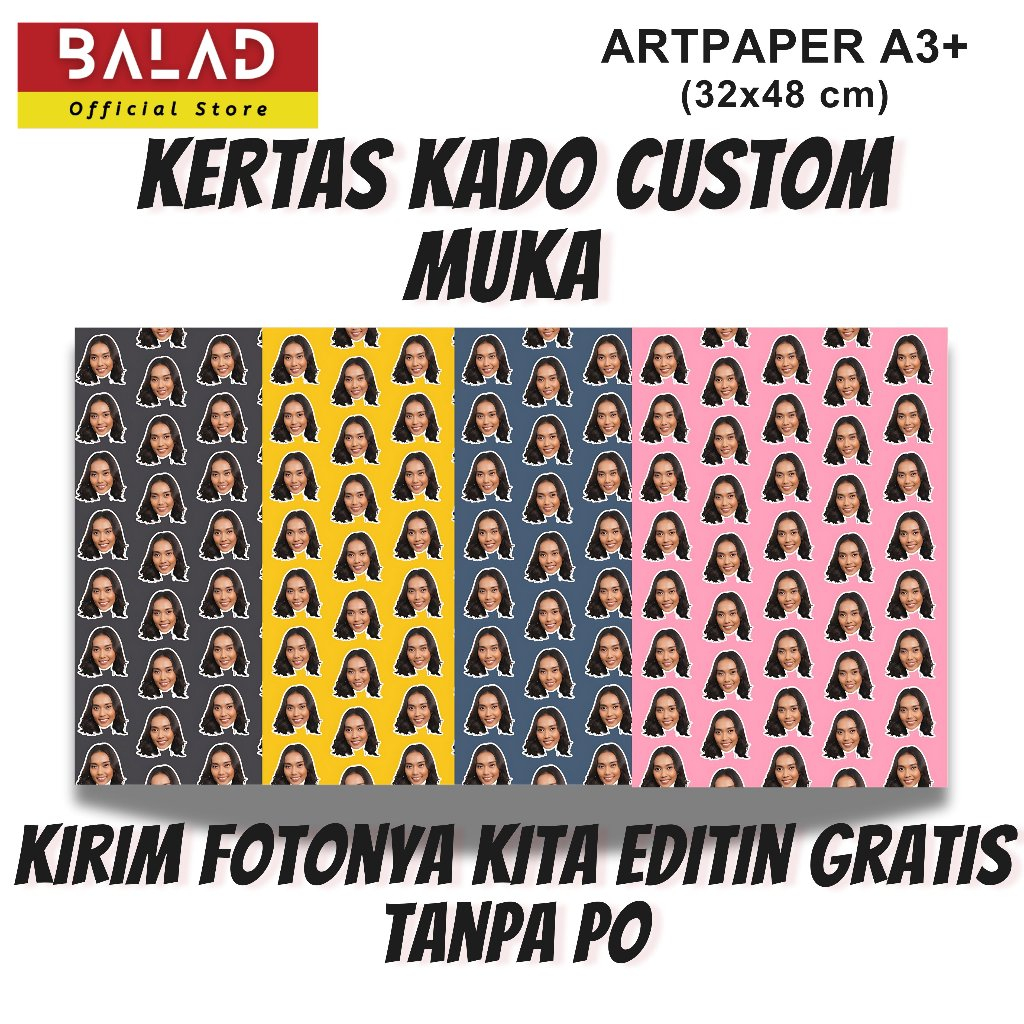 

Kertas Kado Custom Desain Muka Wajah Aesthetic Bisa Tambah Tulisan / GIFT WRAPPING PAPPER