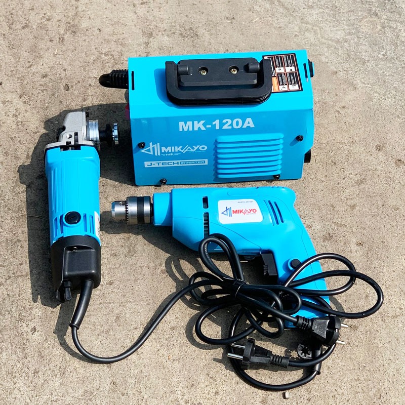 Mesin Las 450watt Travo Las + Mesin Gerinda Tangan listrik 4inch + Mesin Bor Listrik 10mm MIKAYO Jap