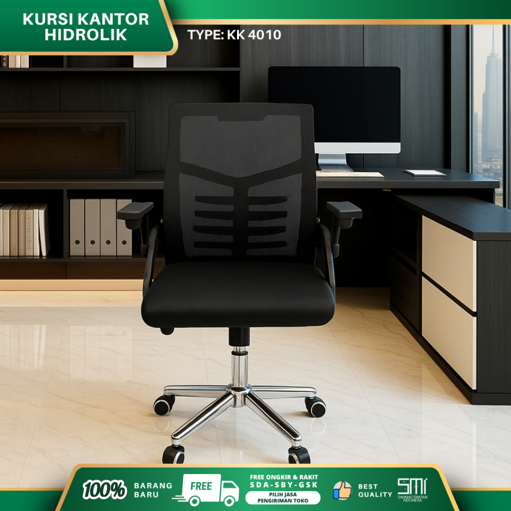 kursi kerja jaring, kursi staff hidrolik naik turun, kursi kerja putar, kursi kantor murah