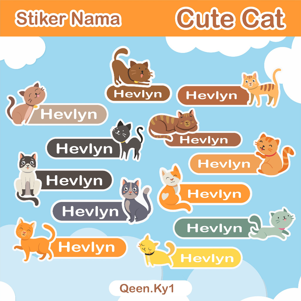 

Stiker Label Nama Kucing Lucu Custom