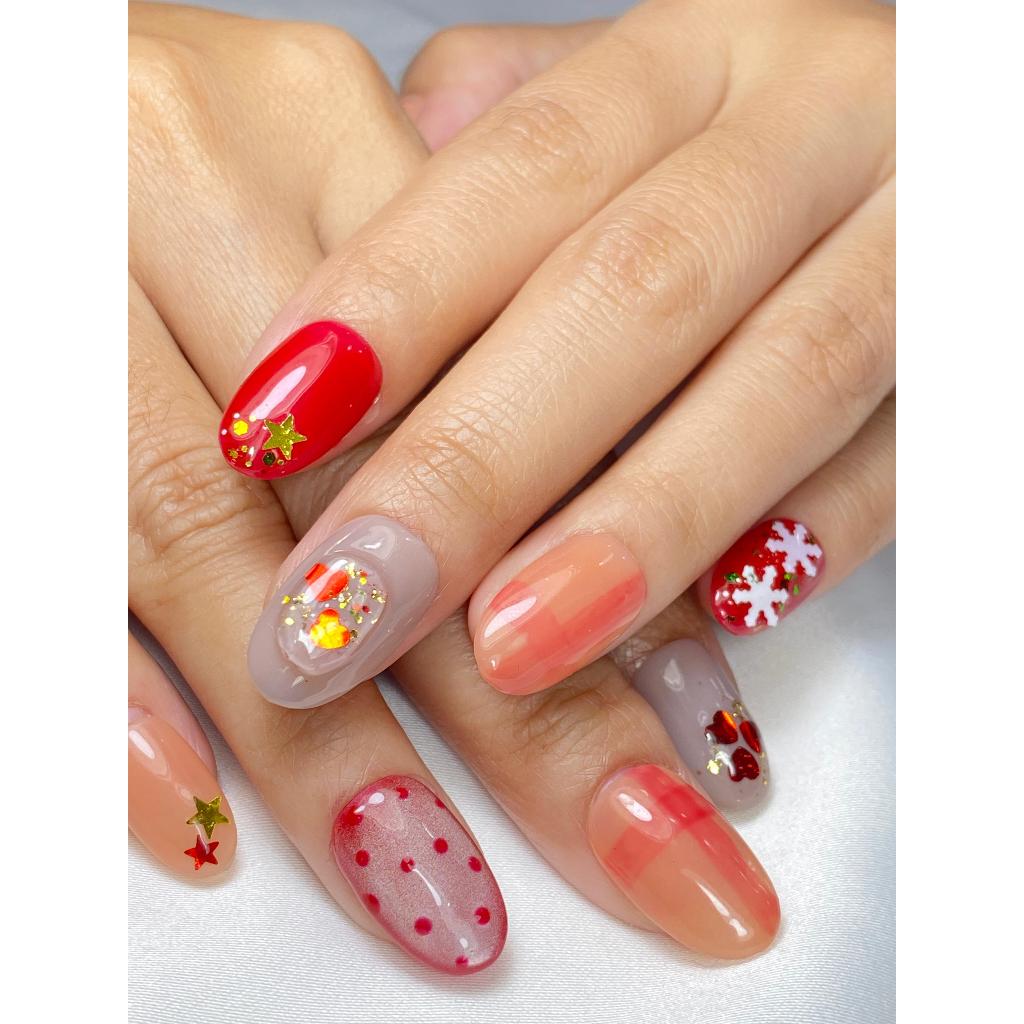 Christmas Natal Nail Art Daily Elegan Simple Press On Nail | Fake Nail Kuku Palsu | Ballerina ET010