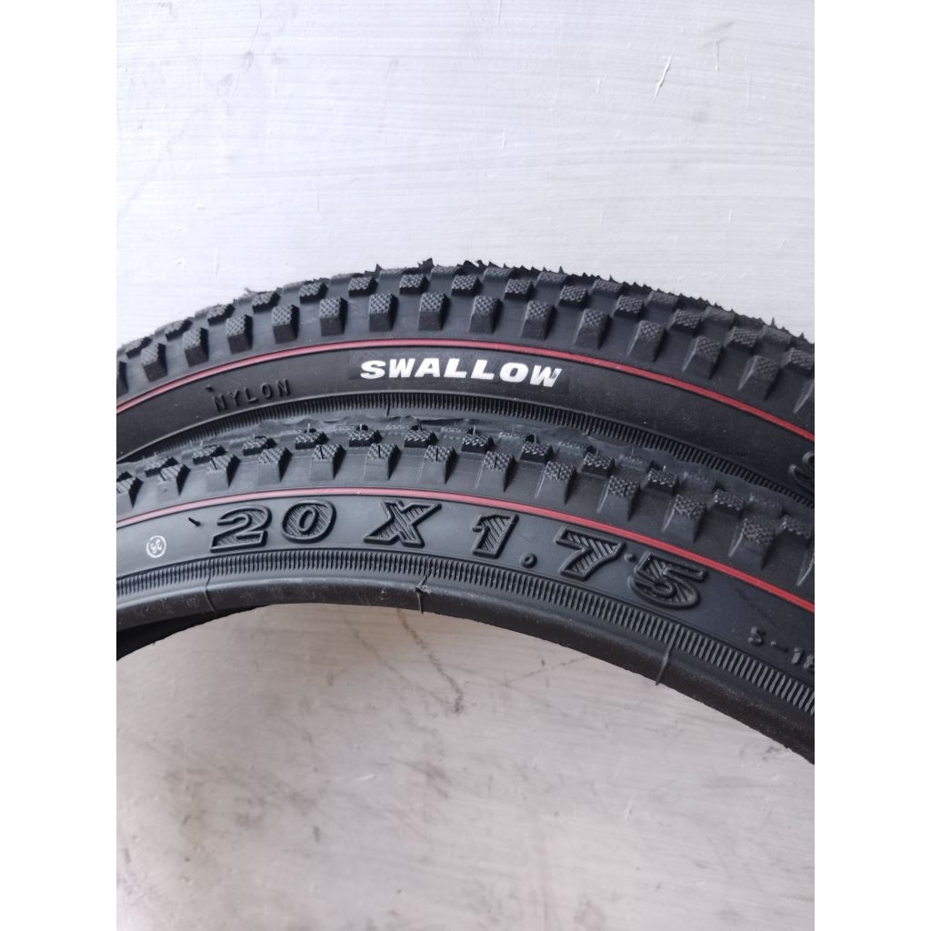 Ban Luar 20 x 1.75 Super Trac Sepeda Lipat Folding Mini BMX Swallow 20 x 1.75 List Merah