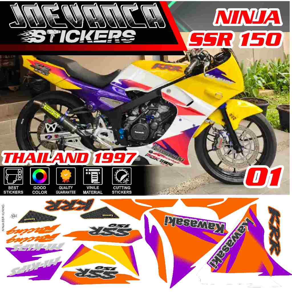 Striping  Stiker Lis Motor Kawasaki Ninja SSR 150 Thailand 1997 Copy Original