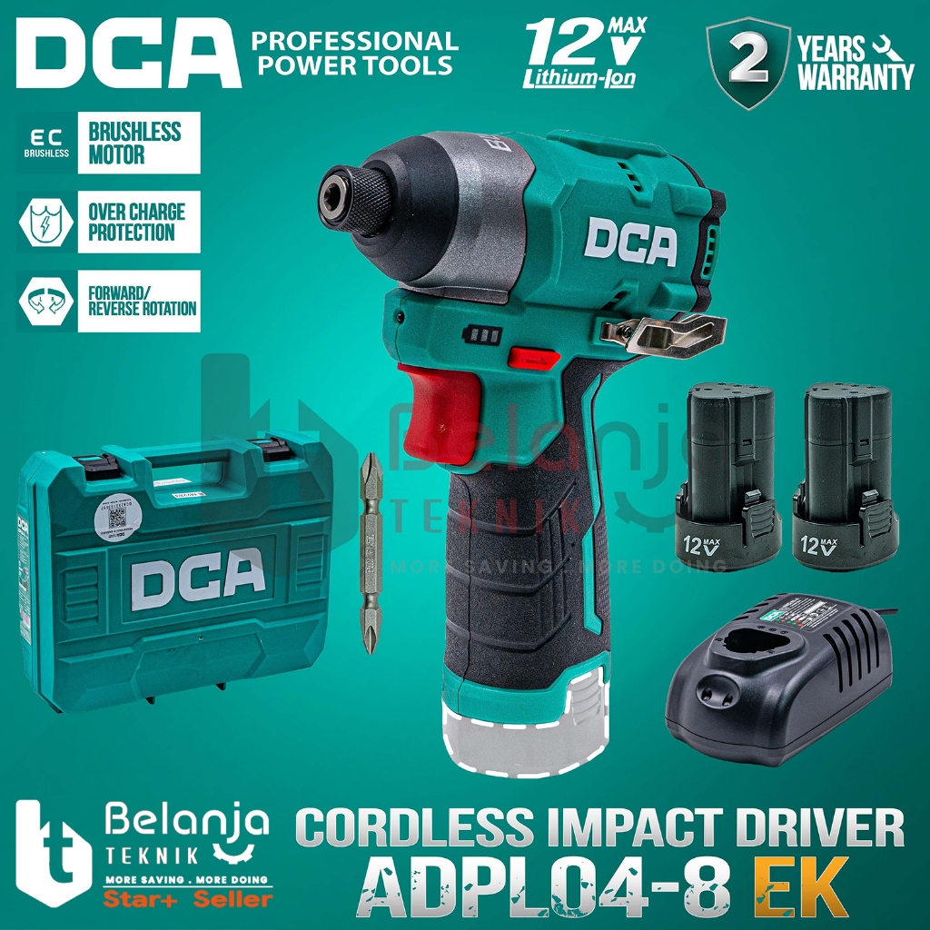 Mesin Bor Obeng Baterai DCA ADPL04-8EK 12V Volt Impact Driver Cordless DCA ADPL 04 8 EK Brushless