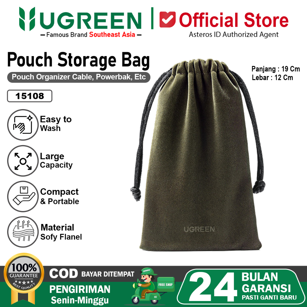 UGREEN Drawstring Pouch Storage Bag Tas Serut Power Bank Hp 15108
