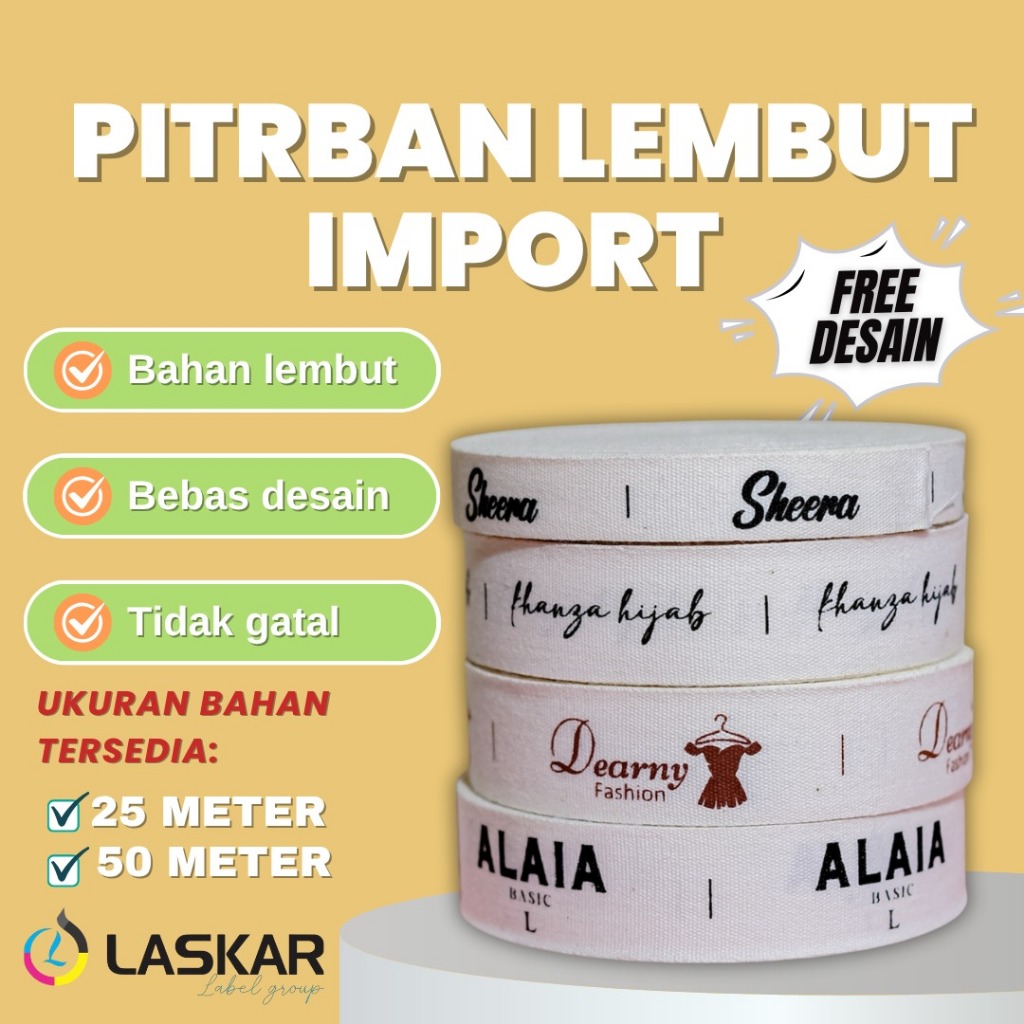 

cotton label piterban halus tebal custom printing lebel tag baju nama sendiri washing care wash