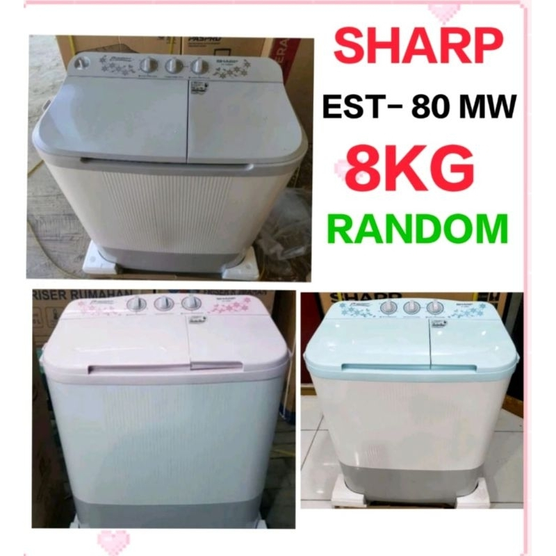 Mesin Cuci SHARP 2 Tabung qw-80mw/8kg Puremagic Garansi Resmi
