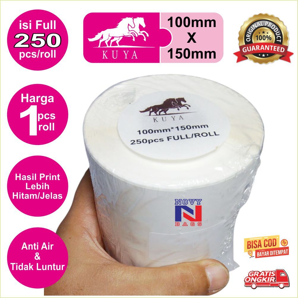 

STIKER THERMAL / STIKER LABEL BARCODE / RESI 100mm X 150mm ISI 250/ROLL Harga 1 Pcs