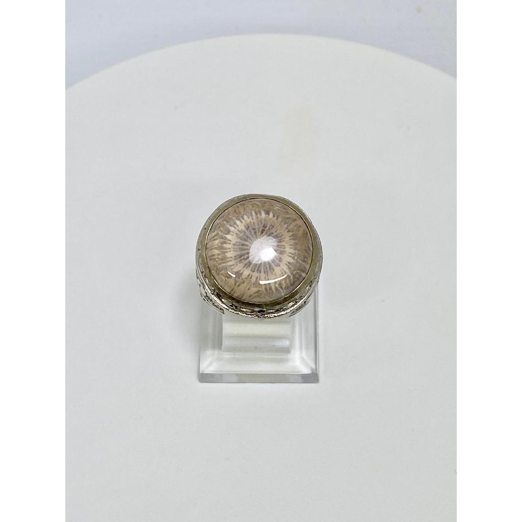 Cincin Batu Akik Fosil Koral Teratai Tunggal Asli Alam