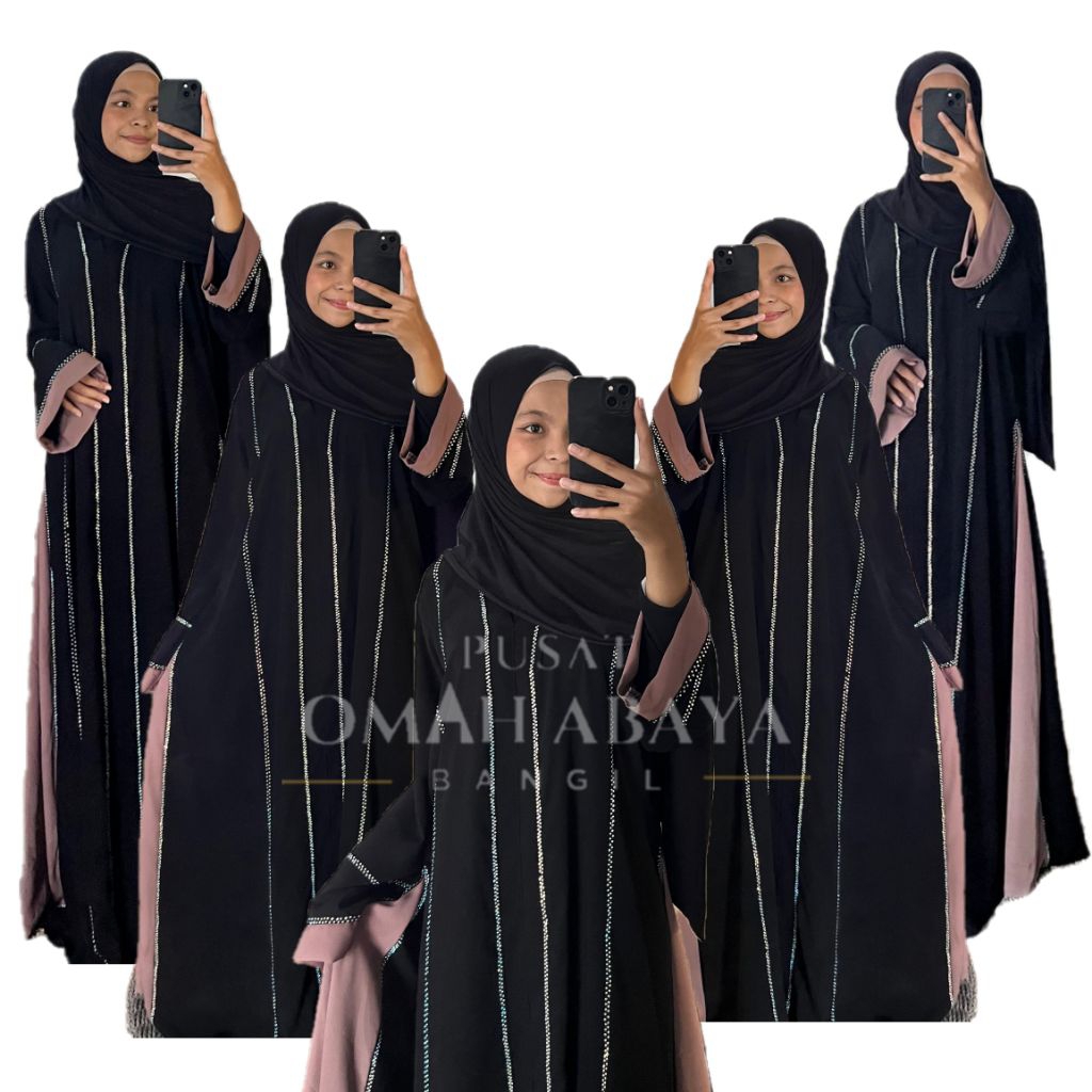 Abaya Hitam Kekinian Motif Simpel - ABAYA DUBAI MESIR - Gamis Muslimah Remaja Dewasa - Ready siap ki