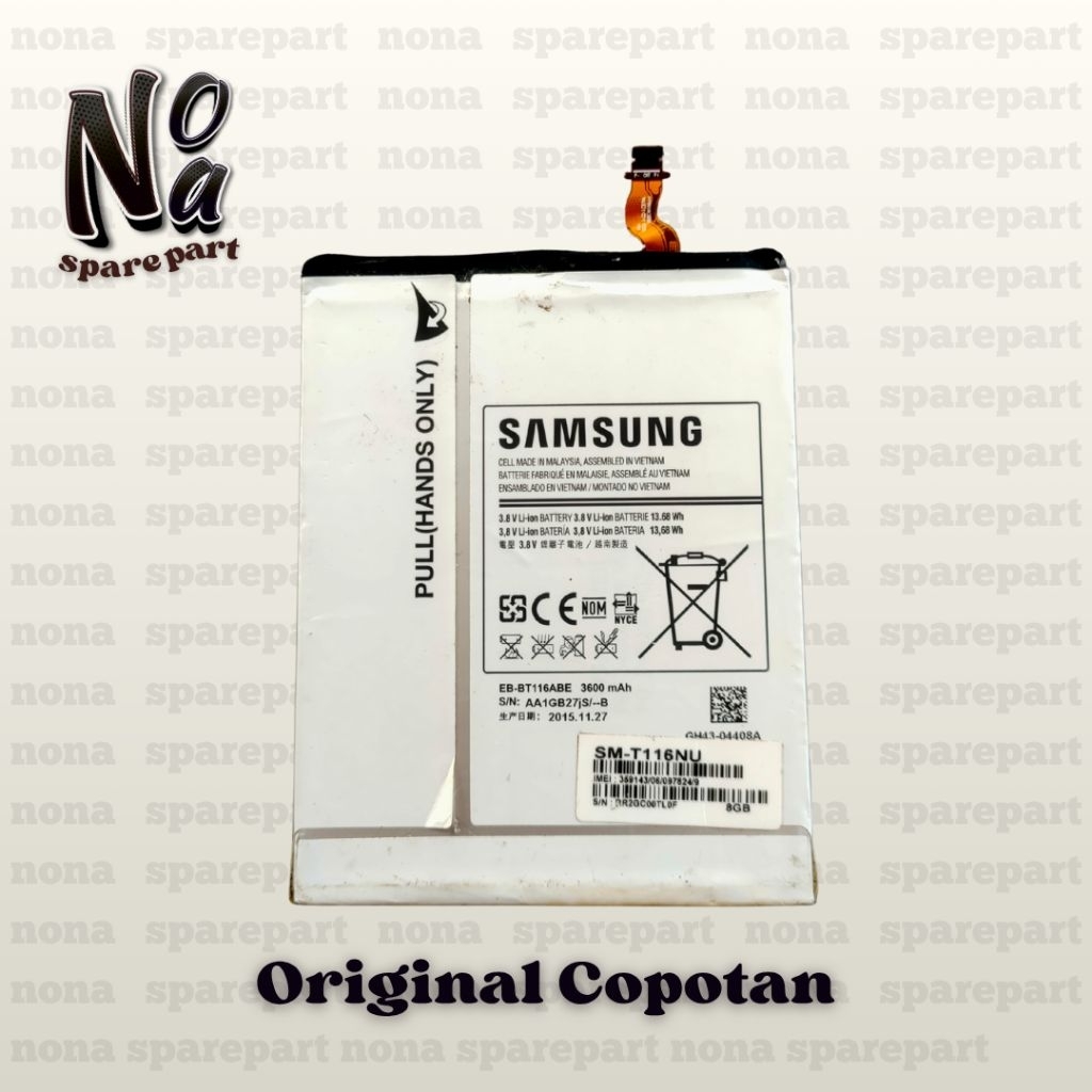 Baterai Batre Baterai Samsung Galaxy Tab 3V TIII Tab 3 Lite Ori Copotan
