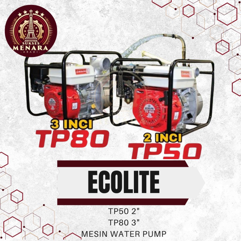 Pompa Air Bensin ECOLITE TP80 3 inch 6.5 HP Mesin Water Pump Irigasi Sawah & KolamPompa Air Bensin E