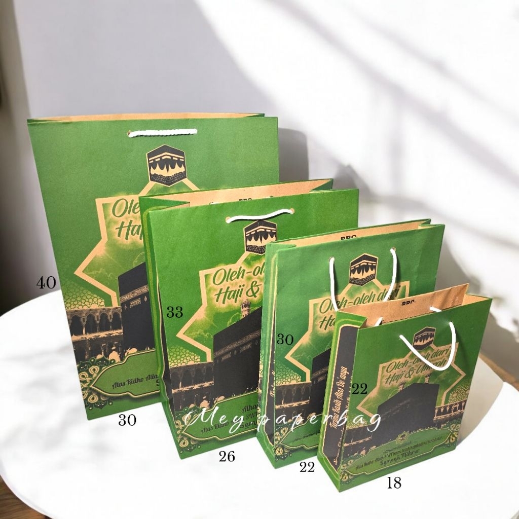 

Paper Bag Oleh Oleh Haij dan Umroh Uk Kecil & Besar | Tas Kertas Hajian