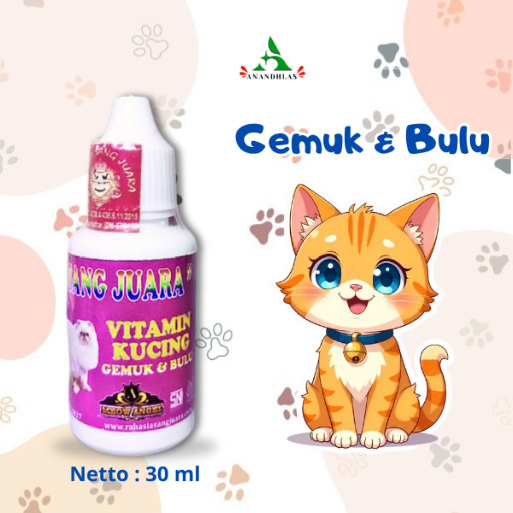Gemuk & Bulu Vitamin Kucing Untuk Penambah Nafsu Makan, Penggemuk Berat Badan dan Bulu Lebat