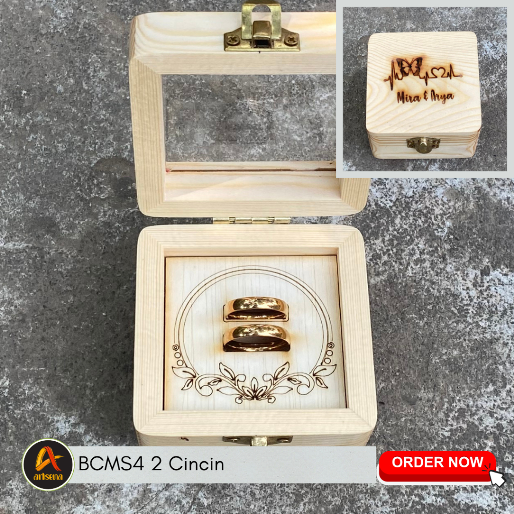 

Mini Ring Box Rustic Segi-4 Ornament / Kotak Cincin Mini Rustik / Box Cincin Mini Unik Lucu