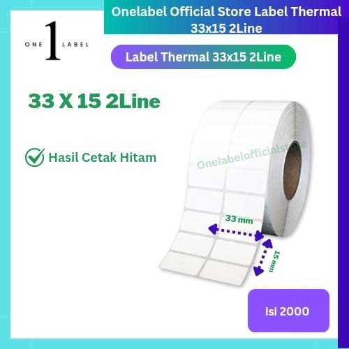 

ONELABEL Sticker Label Thermal Uk. 33X15 2Line Isi 2000pcs