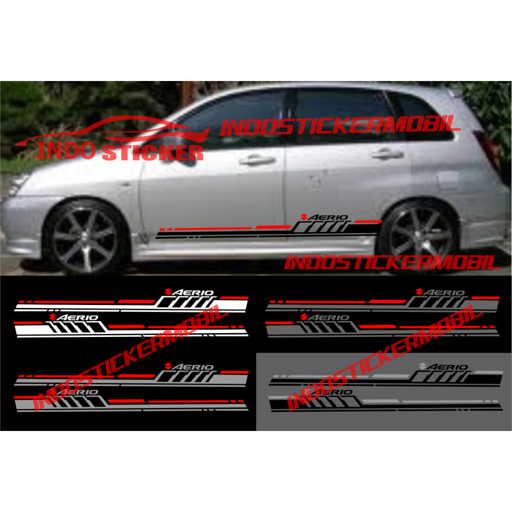 Cutting sticker mobil aerio stiker list stripe body samping mobil suzuki aerio sticker terbaru aerio