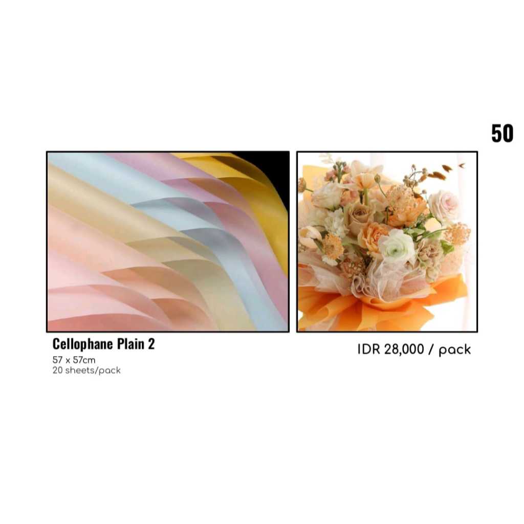 

MY Supplies - [5 LEMBAR] Flower Wrapping Paper Cellophane Plain 2 Bungkus Buket Bunga