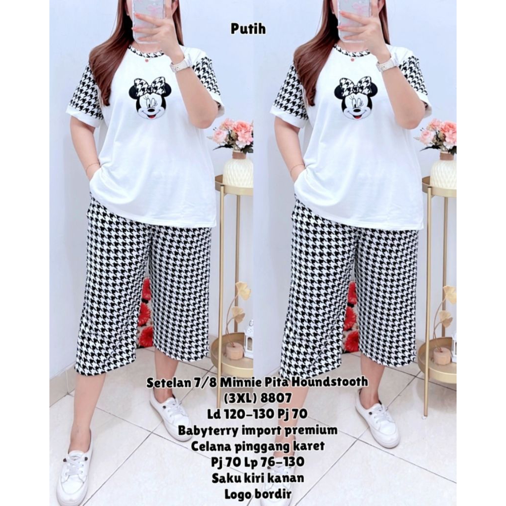 Setelan Wanita Jumbo 7/8 LD120-130cm / Baju Setelan Lengan Pendek Santai Harian Kekinian