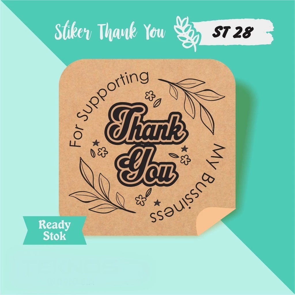 STIKER LABEL THANK YOU KRAFT COKLAT KOTAK ROUND TERMURAH ECER