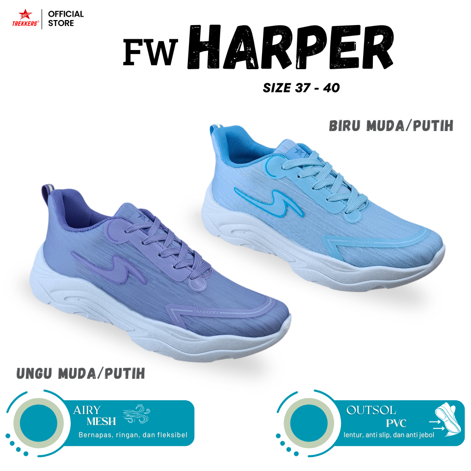 Harga Miring Sepatu Olahraga Wanita Running Gym Senam Fw-Harper 37-40 Trekkers