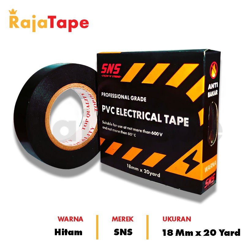 

Lakban listrik / Isolasi listrik 18 Mm x 20 Yard SNS