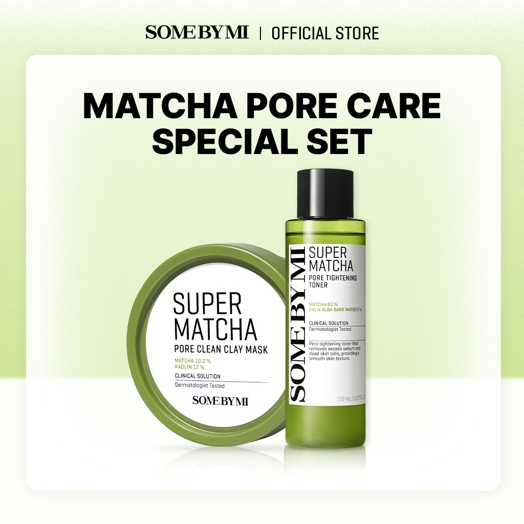 [Clearance ED 10/26] SOME BY MI Matcha Toner+Clay Mask 2 Step Set