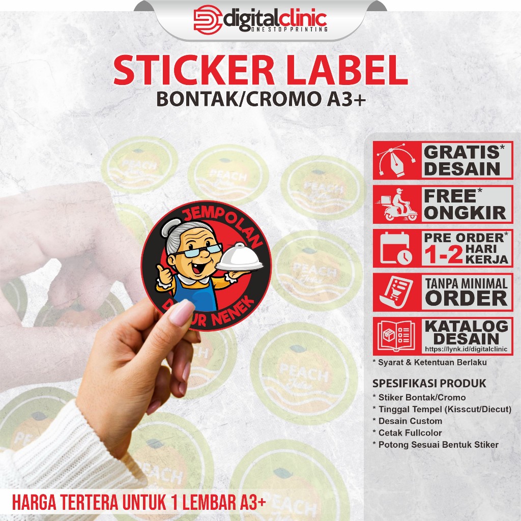 

Stiker Bontak Cromo A3+ Label Makanan Custom Olshop Kue Bakery Kemasan Murah Berkualitas
